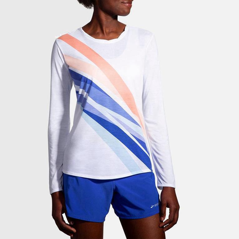 Brooks Distance Israel - Women's Long Sleeve Running Shirt - White (57601-LYGB)